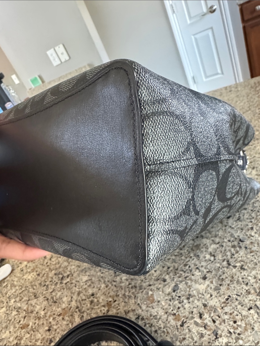 COACH Black Signature Canvas Bucket Crossbody Bag - Picture 8 of 14